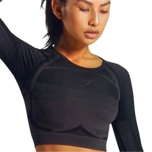 Gymshark Charcoal Long Sleeve Athletic Crop Top
